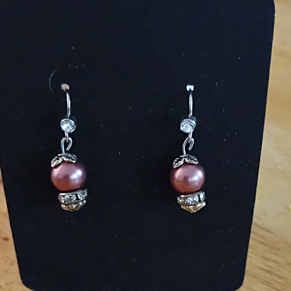 Elegant Silver and Pink Pearl Earrings
